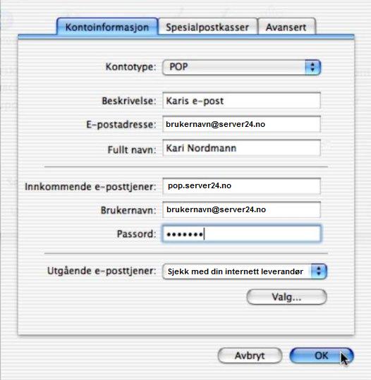 Kontoinformasjon m fylles inn