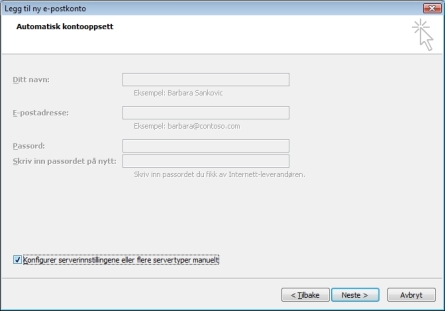 konfigurere serverinnstillingene manuelt